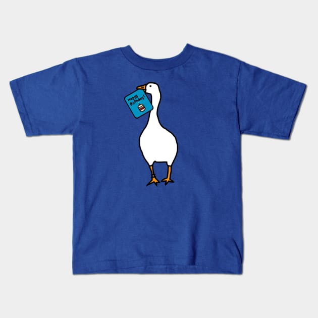 Happy Birthday Gaming Goose Cute Animals Design Kids T-Shirt by ellenhenryart